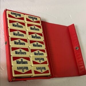 Vintage Dominos set Marlboro logo complete some visible wear due to age